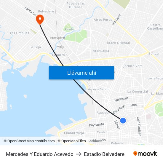 Mercedes Y Eduardo Acevedo to Estadio Belvedere map