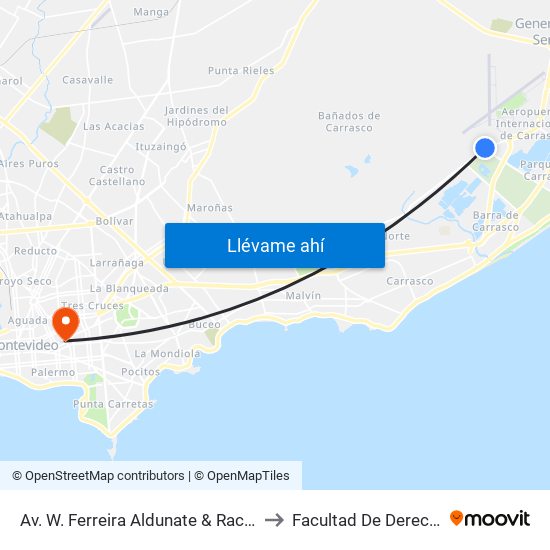 Av. W. Ferreira Aldunate & Racine to Facultad De Derecho map