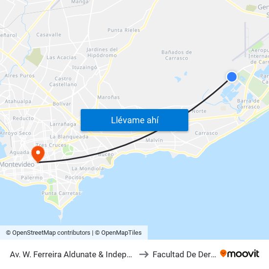 Av. W. Ferreira Aldunate & Independencia to Facultad De Derecho map