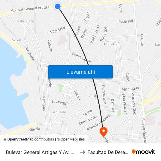 Bulevar General Artigas Y Av. Millan to Facultad De Derecho map