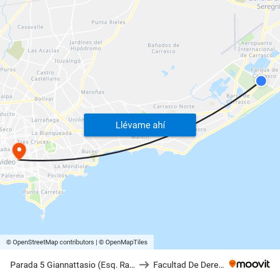Parada 5 Giannattasio (Esq. Racine) to Facultad De Derecho map