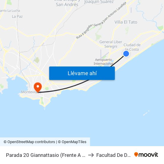 Parada 20 Giannattasio (Frente A La Española) to Facultad De Derecho map