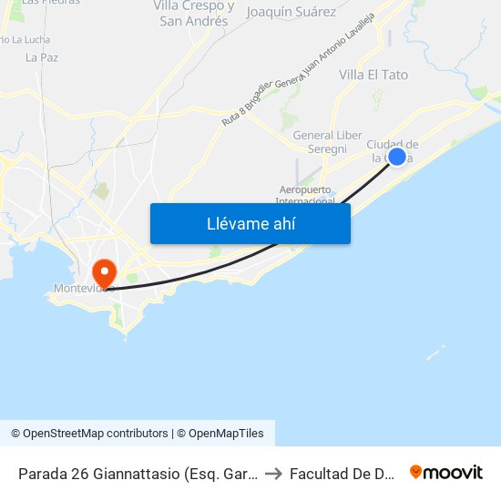 Parada 26 Giannattasio (Esq. García Lagos) to Facultad De Derecho map