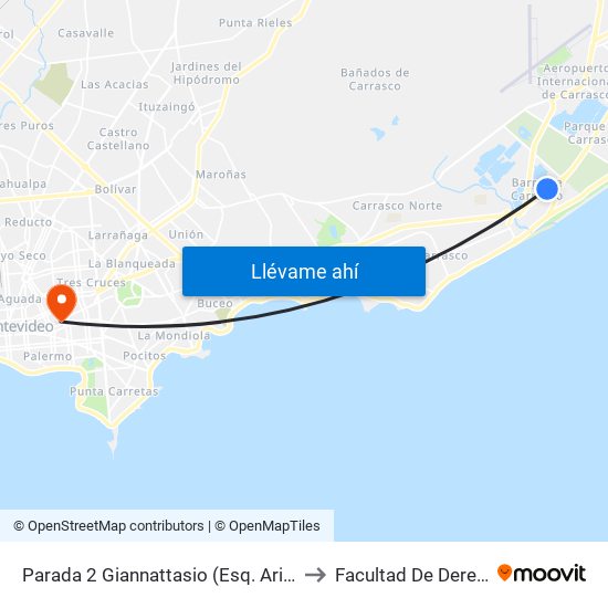 Parada 2 Giannattasio (Esq. Arizona) to Facultad De Derecho map