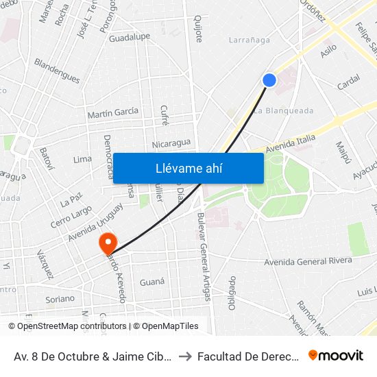 Av. 8 De Octubre & Jaime Cibils to Facultad De Derecho map