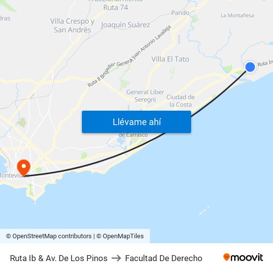 Ruta Ib & Av. De Los Pinos to Facultad De Derecho map