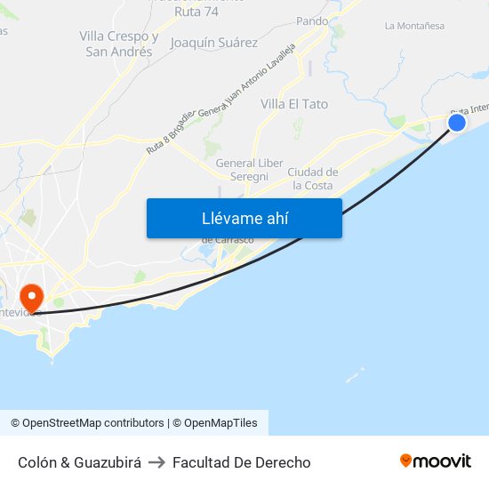 Colón & Guazubirá to Facultad De Derecho map