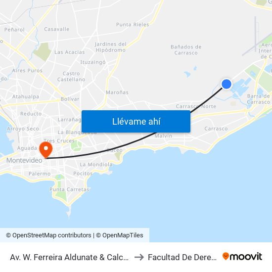 Av. W. Ferreira Aldunate & Calcagno to Facultad De Derecho map