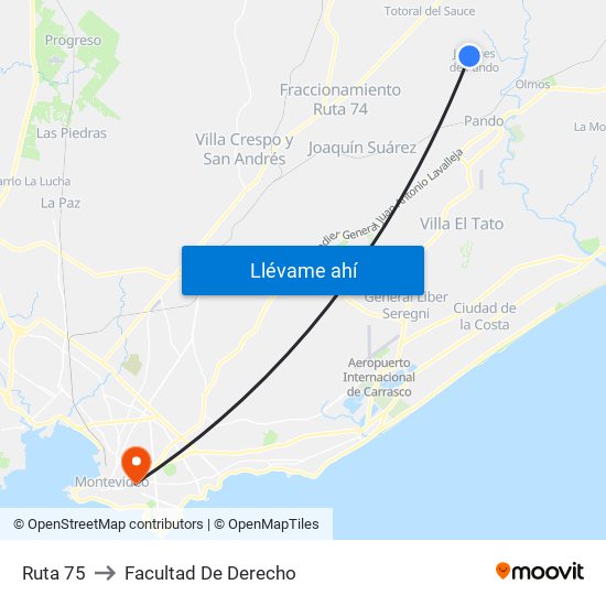 Ruta 75 to Facultad De Derecho map