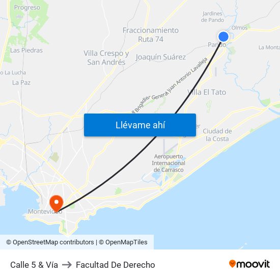 Calle 5 & Vía to Facultad De Derecho map