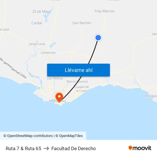 Ruta 7 & Ruta 65 to Facultad De Derecho map