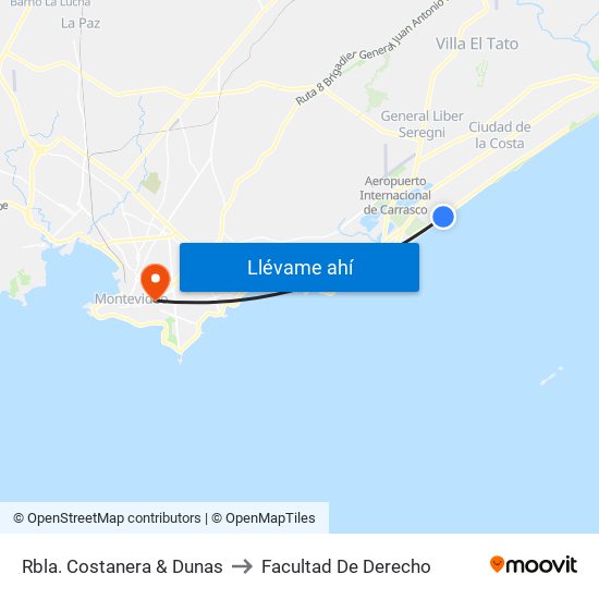 Rbla. Costanera & Dunas to Facultad De Derecho map