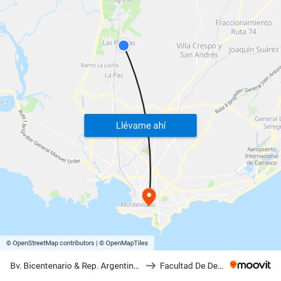 Bv. Bicentenario & Rep. Argentina (Mastil) to Facultad De Derecho map
