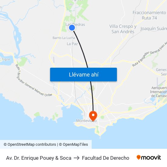 Av. Dr. Enrique Pouey & Soca to Facultad De Derecho map