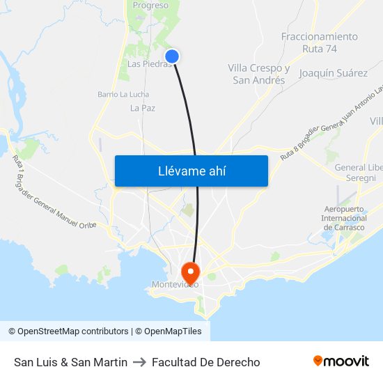 San Luis & San Martin to Facultad De Derecho map