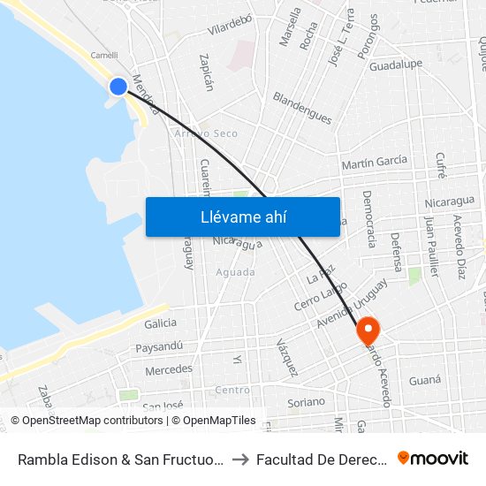 Rambla Edison & San Fructuoso to Facultad De Derecho map