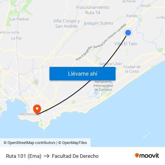 Ruta 101 (Ema) to Facultad De Derecho map