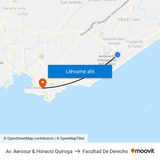 Av. Aerosur & Horacio Quiroga to Facultad De Derecho map