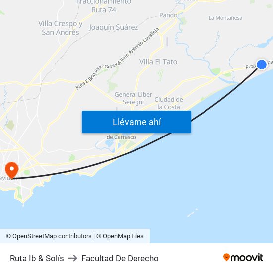 Ruta Ib & Solís to Facultad De Derecho map