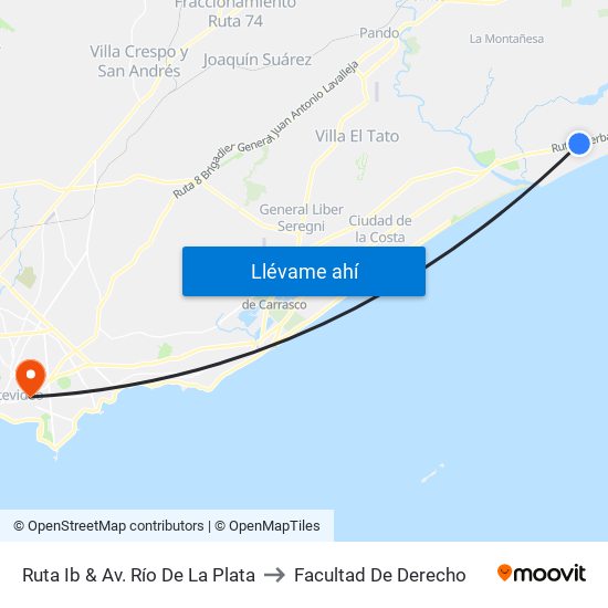 Ruta Ib & Av. Río De La Plata to Facultad De Derecho map