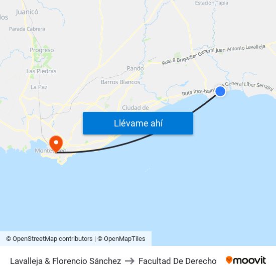Lavalleja & Florencio Sánchez to Facultad De Derecho map