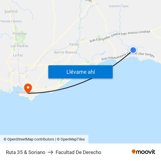 Ruta 35 & Soriano to Facultad De Derecho map