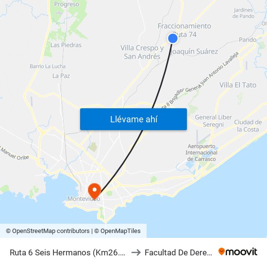 Ruta 6 Seis Hermanos (Km26.600) to Facultad De Derecho map