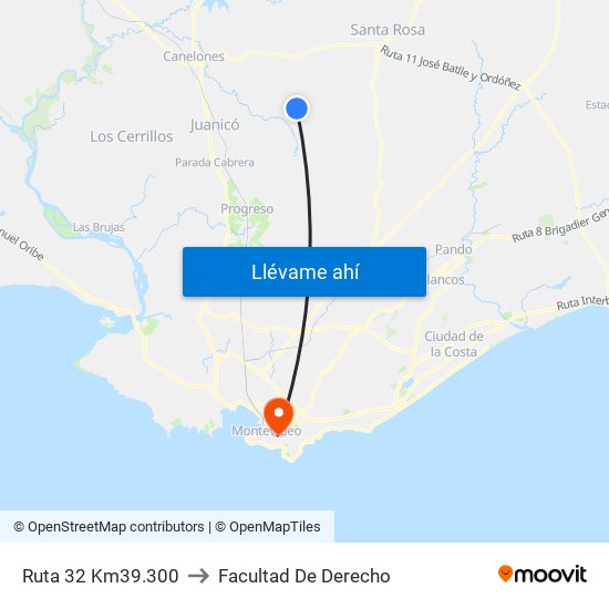 Ruta 32 Km39.300 to Facultad De Derecho map