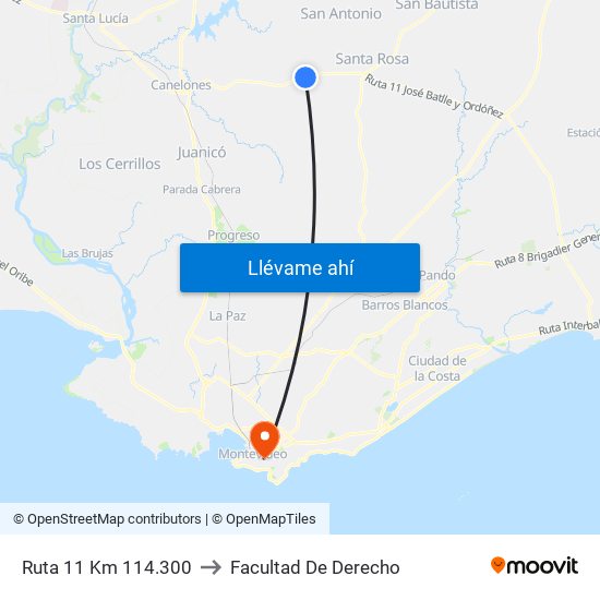 Ruta 11 Km 114.300 to Facultad De Derecho map