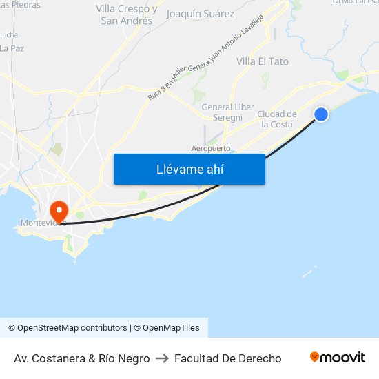 Av. Costanera & Río Negro to Facultad De Derecho map