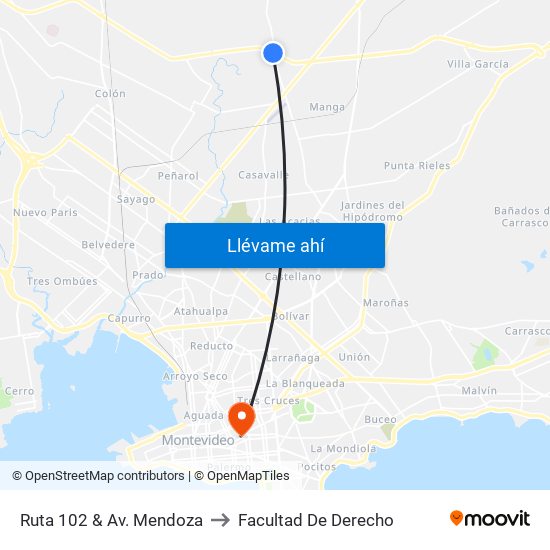 Ruta 102 & Av. Mendoza to Facultad De Derecho map