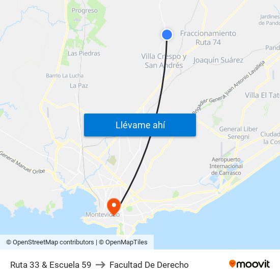 Ruta 33 & Escuela 59 to Facultad De Derecho map