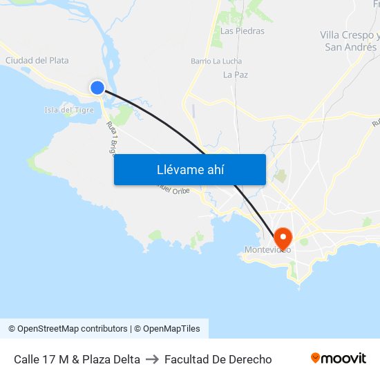 Calle 17 M & Plaza Delta to Facultad De Derecho map