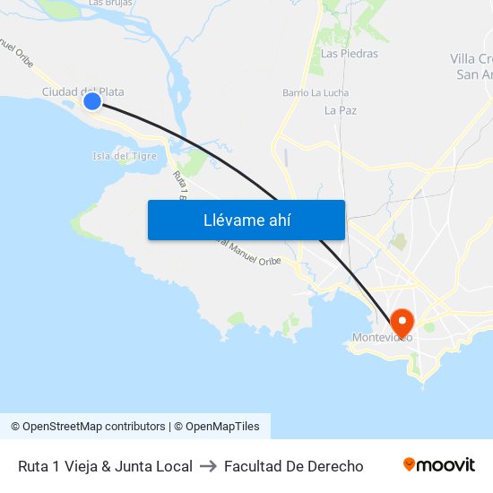 Ruta 1 Vieja & Junta Local to Facultad De Derecho map