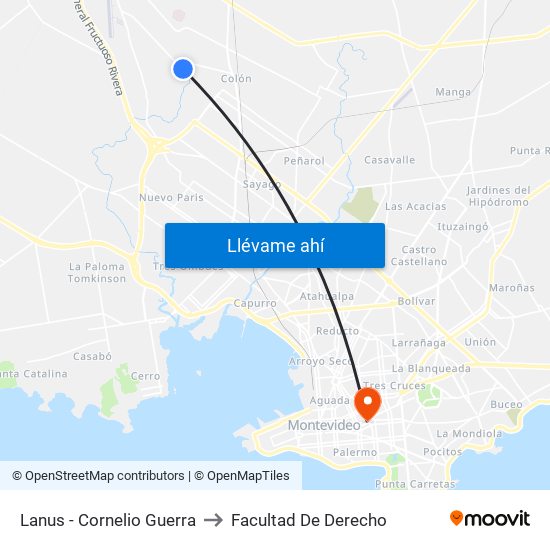 Lanus - Cornelio Guerra to Facultad De Derecho map