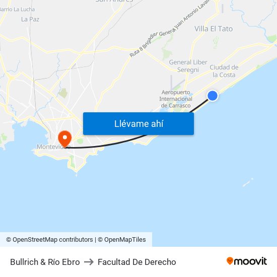 Bullrich & Río Ebro to Facultad De Derecho map