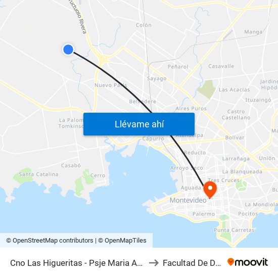 Cno Las Higueritas - Psje Maria Angelica Piola to Facultad De Derecho map