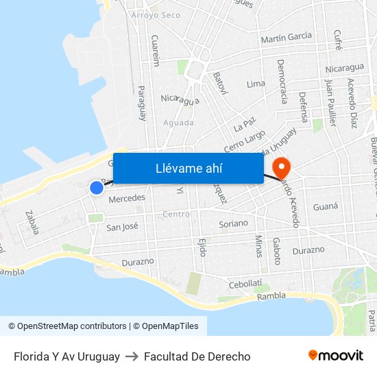 Florida Y Av Uruguay to Facultad De Derecho map