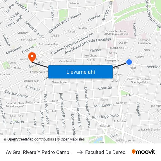 Av Gral Rivera Y Pedro Campbell to Facultad De Derecho map