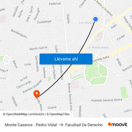 Monte Caseros - Pedro Vidal to Facultad De Derecho map