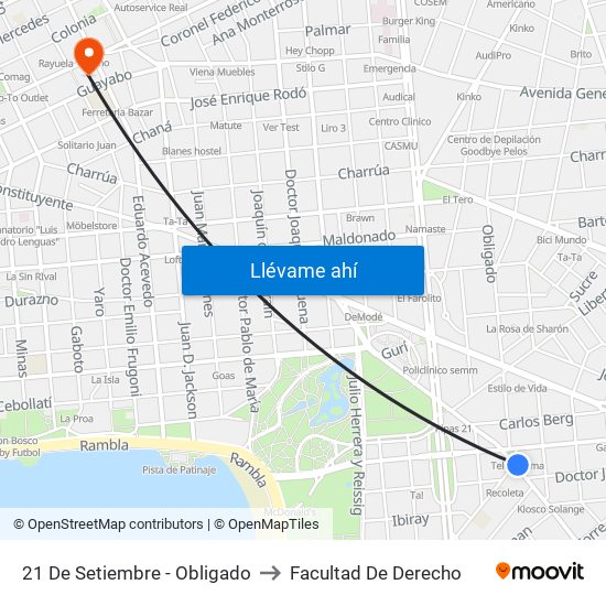 21 De Setiembre - Obligado to Facultad De Derecho map