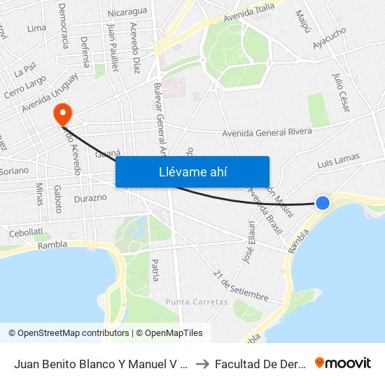 Juan Benito Blanco Y Manuel V Pagola to Facultad De Derecho map