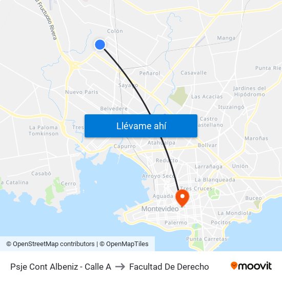 Psje Cont Albeniz - Calle A to Facultad De Derecho map