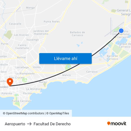 Aeropuerto to Facultad De Derecho map