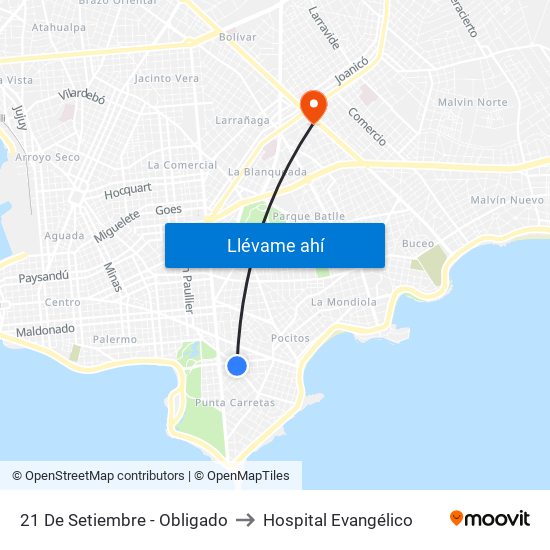 21 De Setiembre - Obligado to Hospital Evangélico map