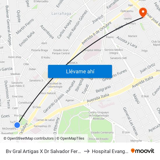 Bv Gral Artigas X Dr Salvador Ferrer Serra to Hospital Evangélico map