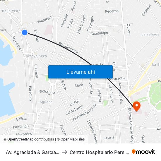 Av. Agraciada & García Morales to Centro Hospitalario Pereira Rossell map