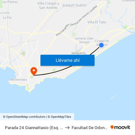 Parada 24 Giannattasio (Esq. Williams) to Facultad De Odontología map