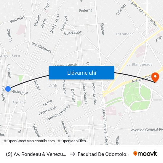 (S) Av. Rondeau & Venezuela to Facultad De Odontología map