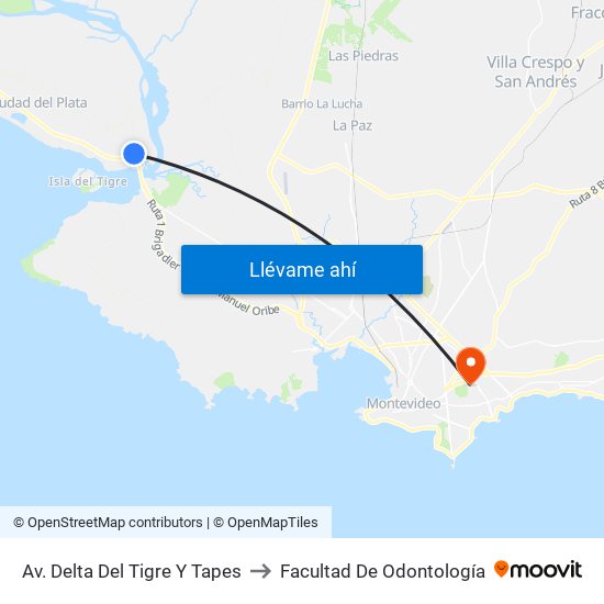 Av. Delta Del Tigre Y Tapes to Facultad De Odontología map